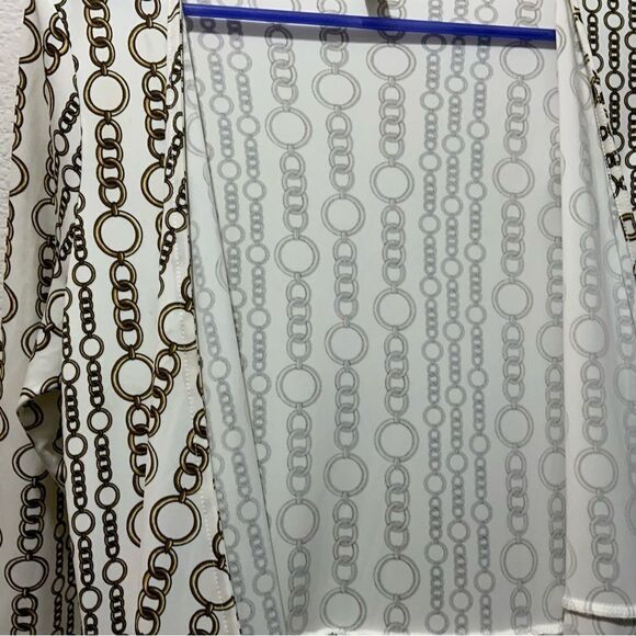 NEW Banana Republic White/Gold Jersey Wrap Dress, Chain Link Print,Medium, $99 - Picture 4 of 12